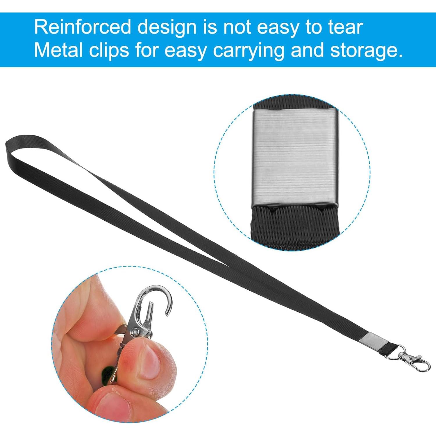 Cintas de Cuello PATIKIL 43 cm, Paquete de 20, Clip Giratorio, Negro