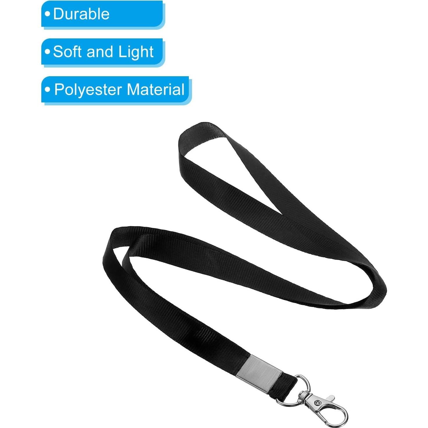 Cintas de Cuello PATIKIL 43 cm, Paquete de 20, Clip Giratorio, Negro