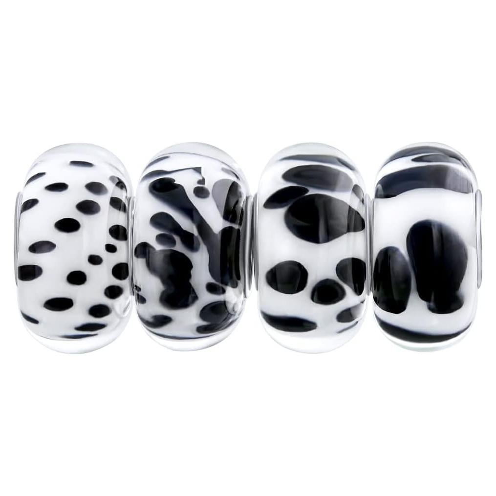 Conjunto de 6 Bolas de Vidrio Murano y Plata Esterlina 925