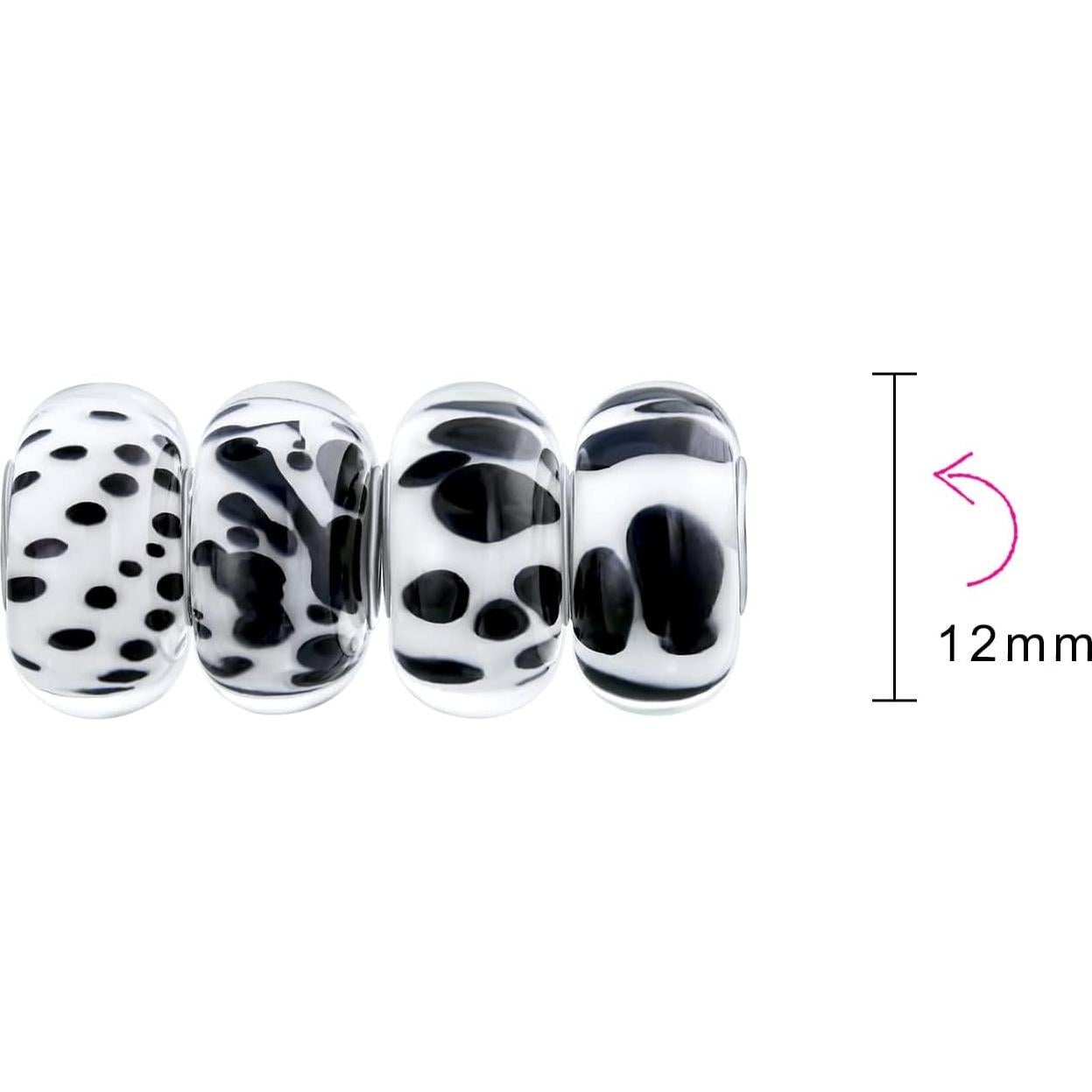 Conjunto de 6 Bolas de Vidrio Murano y Plata Esterlina 925