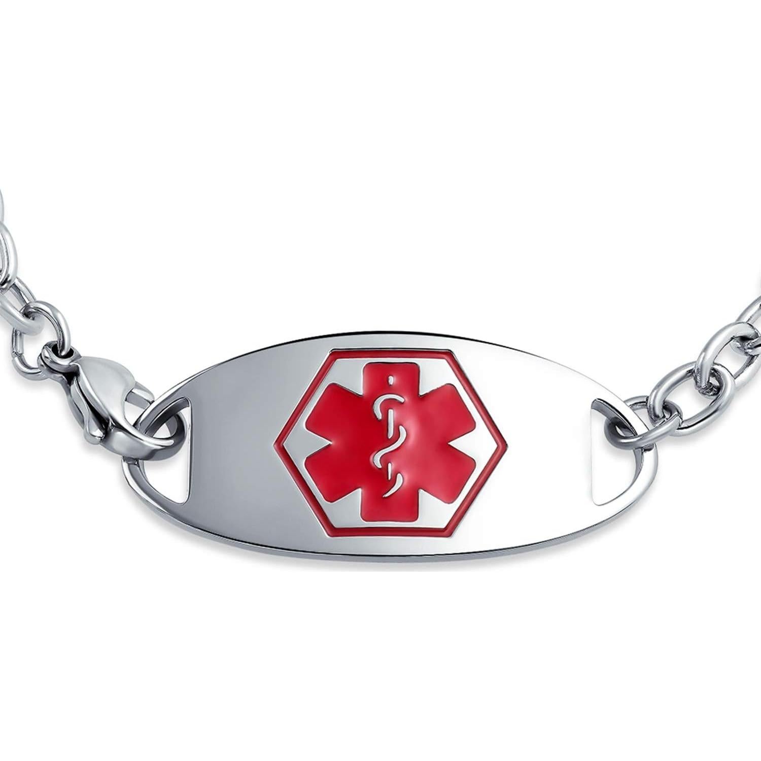 Pulsera Médica Personalizada Acero Inoxidable Bling Jewelry 19.05 cm