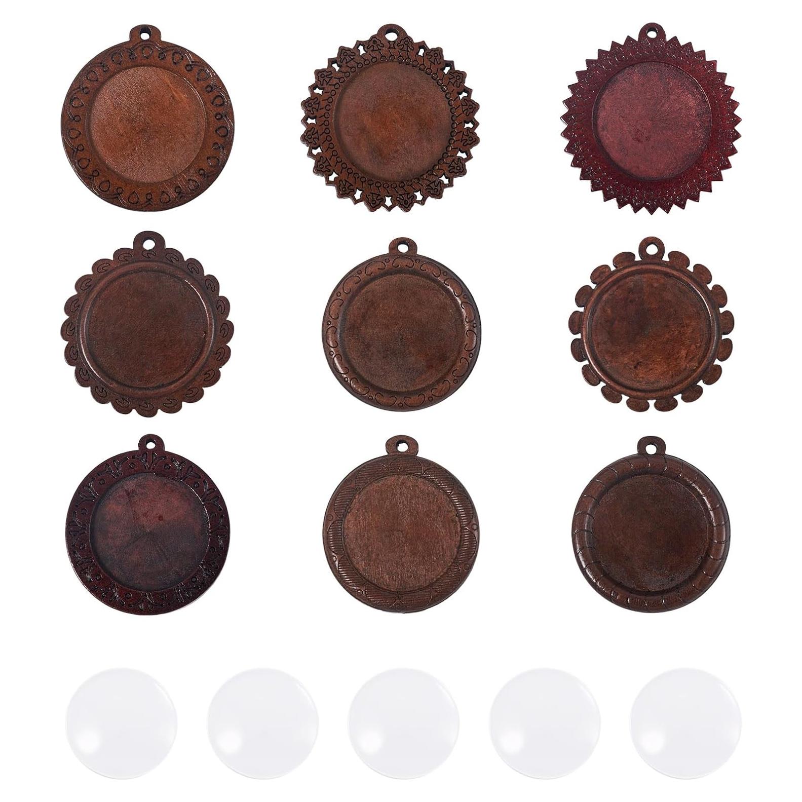 Bandejas de Pendientes de Madera Craftdady 9 Pcs con Cabochones