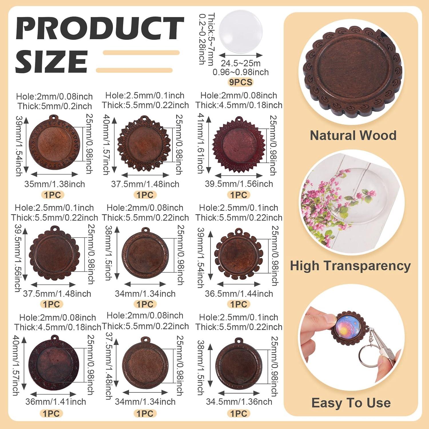 Bandejas de Pendientes de Madera Craftdady 9 Pcs con Cabochones