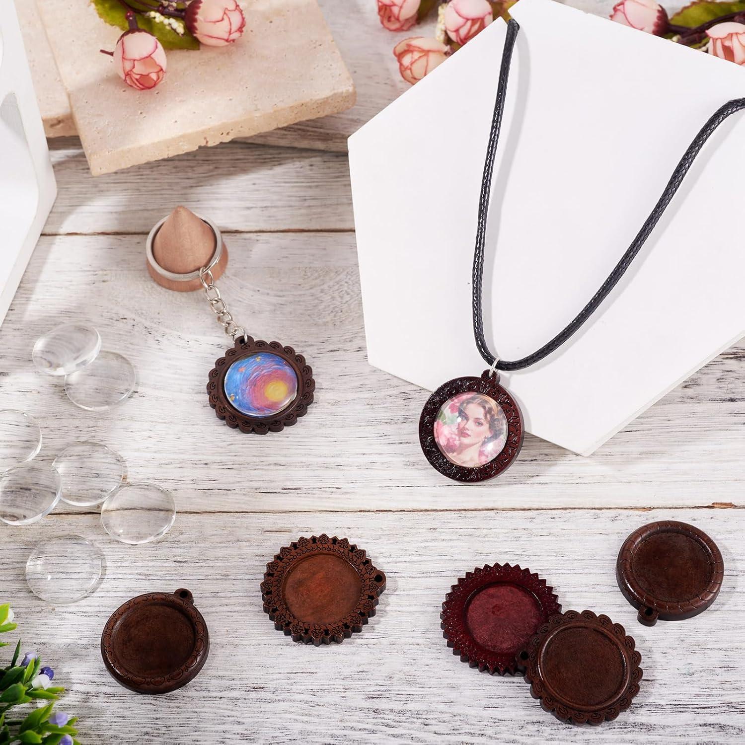 Bandejas de Pendientes de Madera Craftdady 9 Pcs con Cabochones