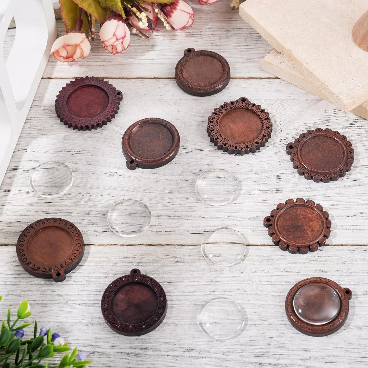 Bandejas de Pendientes de Madera Craftdady 9 Pcs con Cabochones