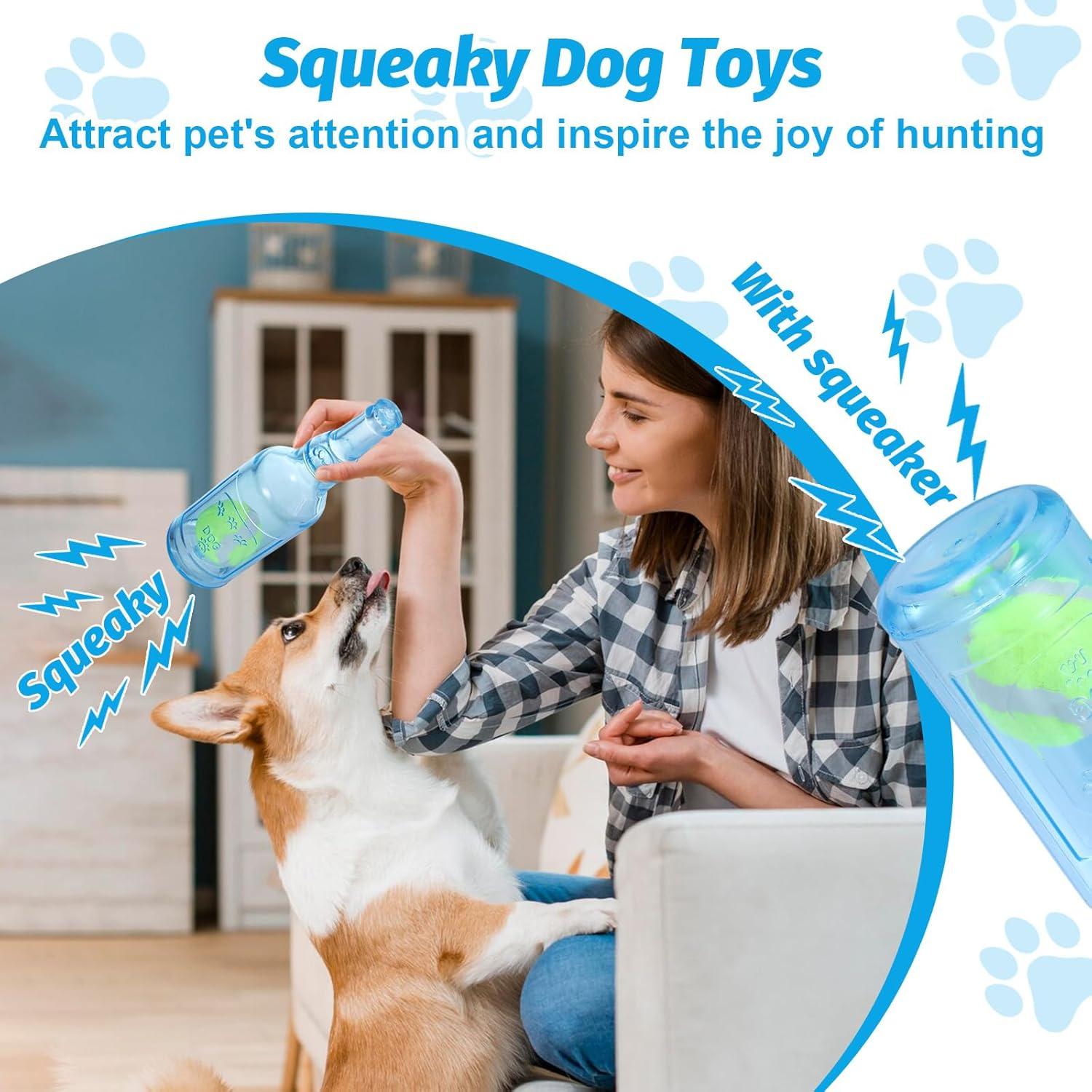 Water Bottle Dog Toy,Crunchnplay Bottle Toy for Dogs,Floating Dog Chew Toys,Squeaky Dog Toys for Aggressive Chewers,Dog Toy Water Bottle Cruncher,Interactive Dog Toys for Small Medium Dogs Boredom