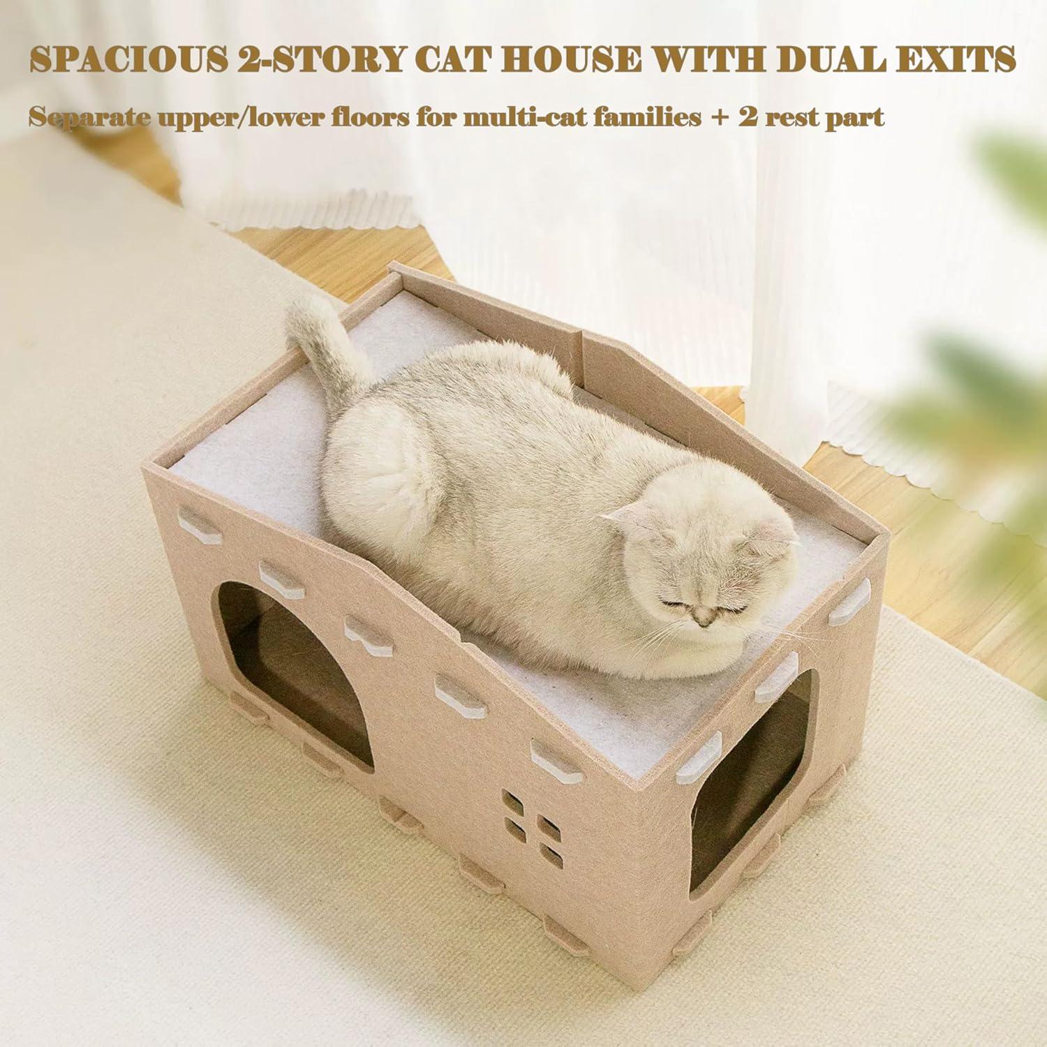 Casa para Gatos ALLIGEAR de Fieltro Aislante 2 en 1 - Soporta 7 kg