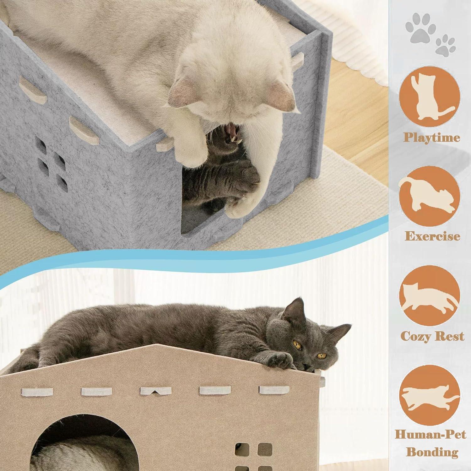 Casa para Gatos ALLIGEAR de Fieltro Aislante 2 en 1 - Soporta 7 kg