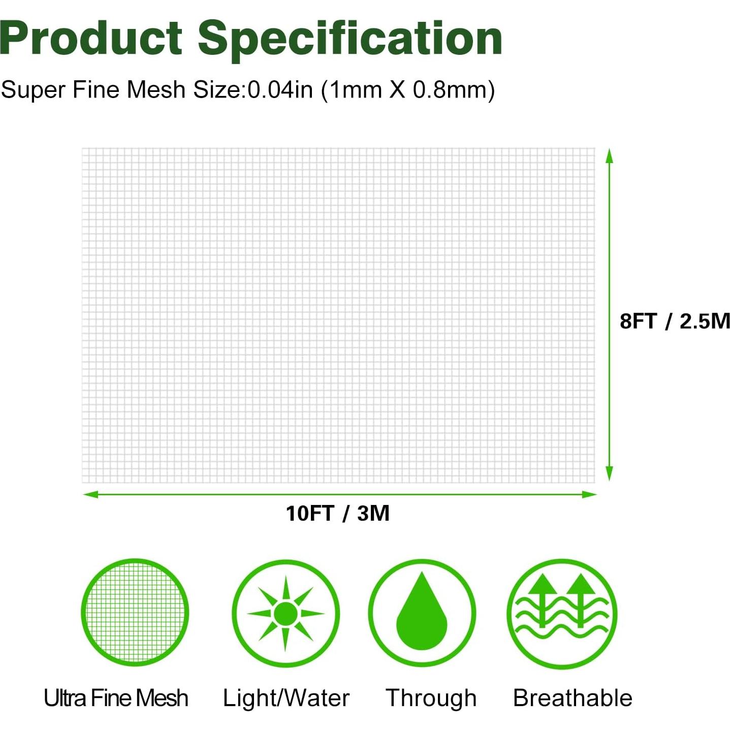 Malla de Jardín Ultra Fina YFFSIDMY 2.44x3.05m Protección Plantas
