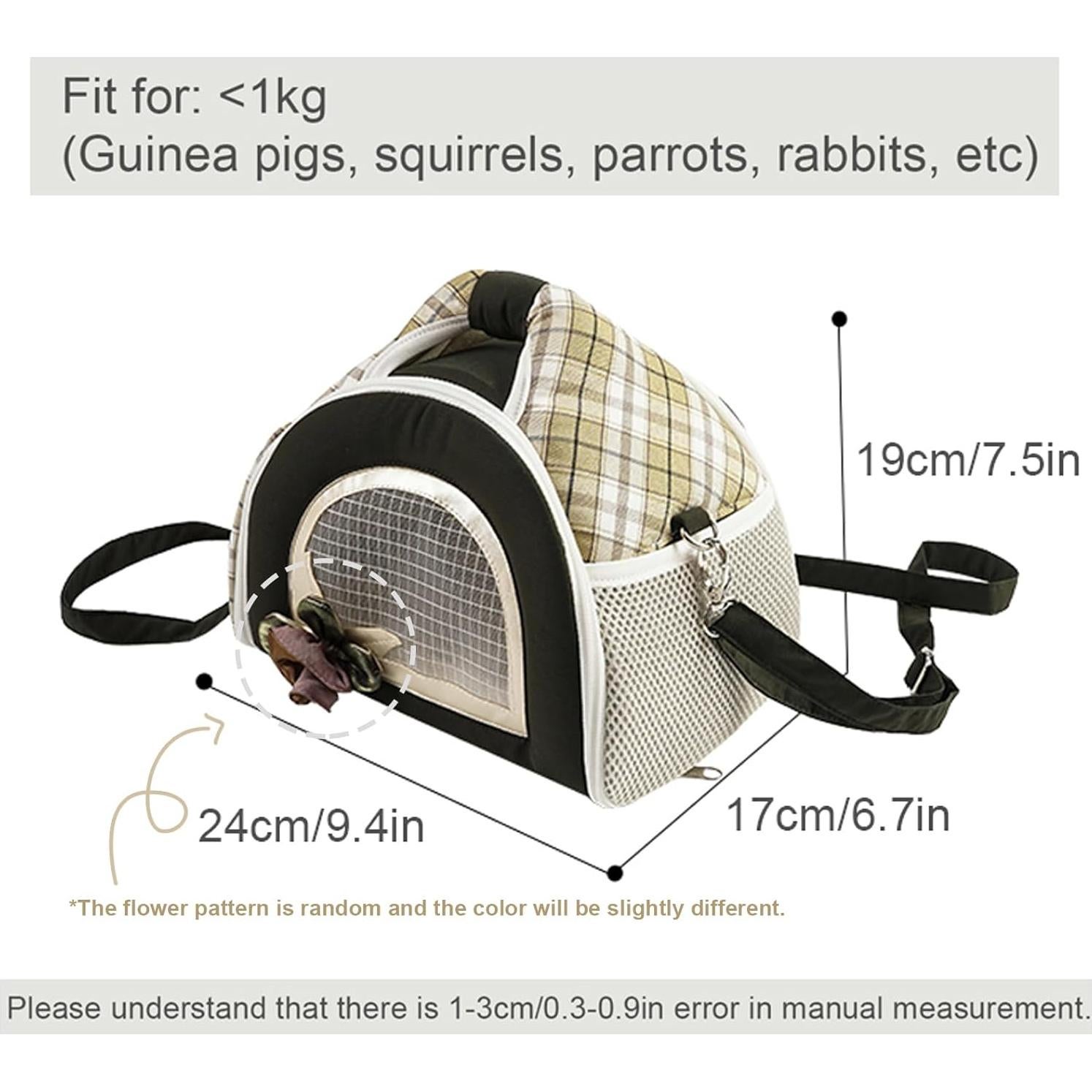 Bolsa de Viaje para Cobayas ABLAZEZAI Negra 24.6x17x19.1 cm