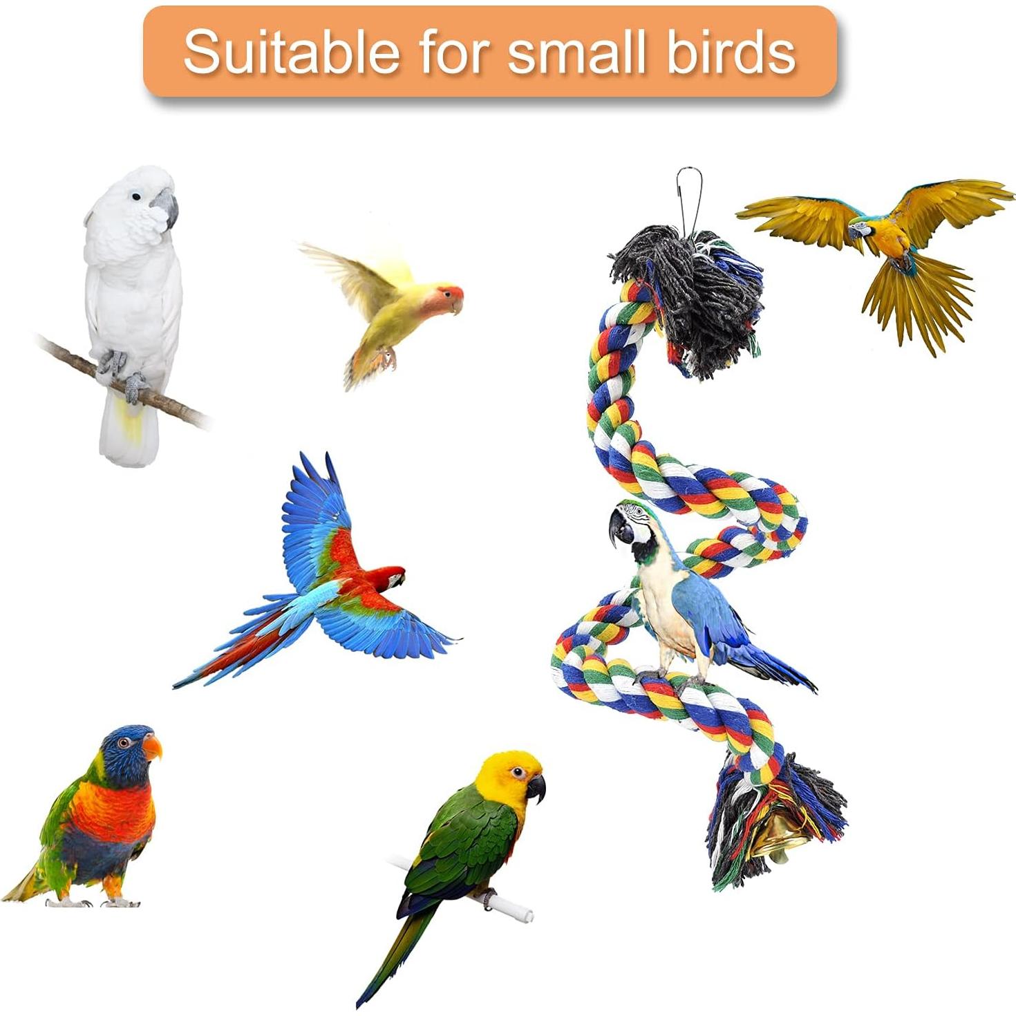 Percha para Loros WishLotus 50cm Cuerda Colorida con Campana