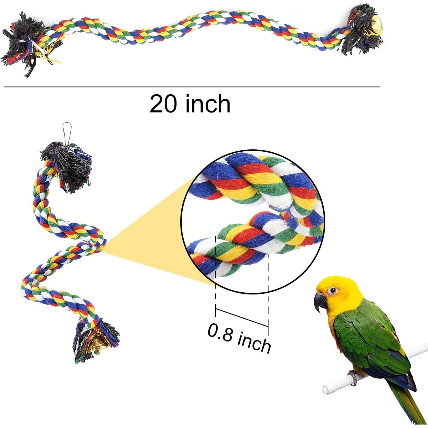Percha para Loros WishLotus 50cm Cuerda Colorida con Campana