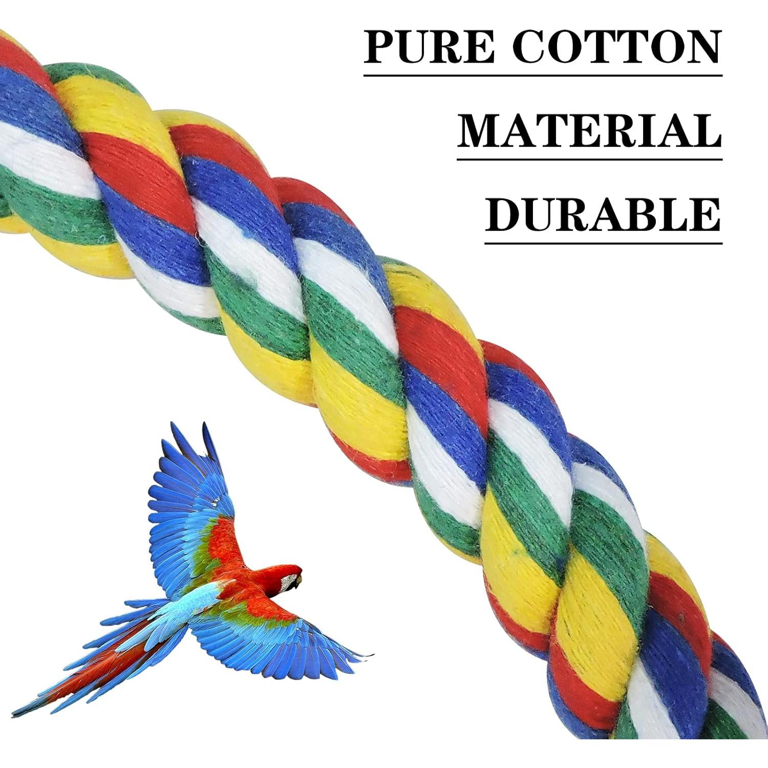 Percha para Loros WishLotus 50cm Cuerda Colorida con Campana