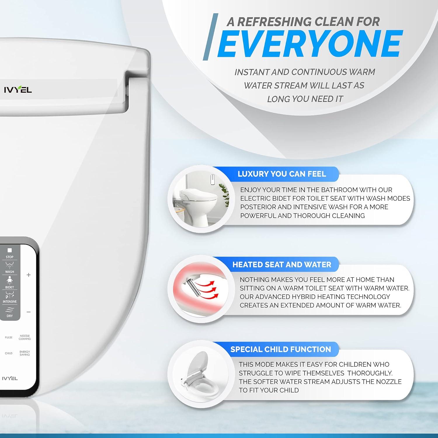 Bidet Eléctrico Ivyel GL-3REM Alargado con Control Remoto