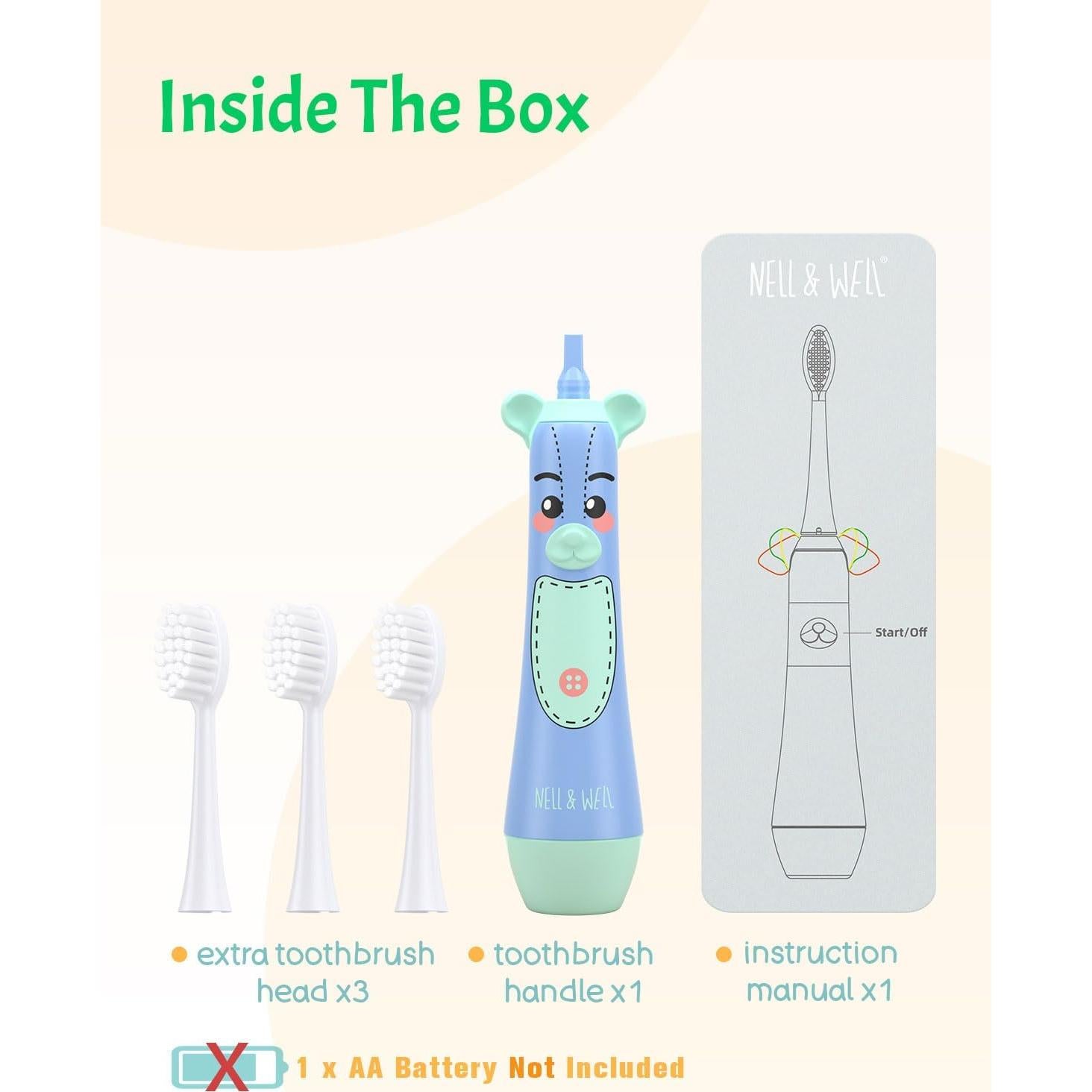 Cepillo de Dientes Eléctrico para Niños NELL&WELL Oso Azul