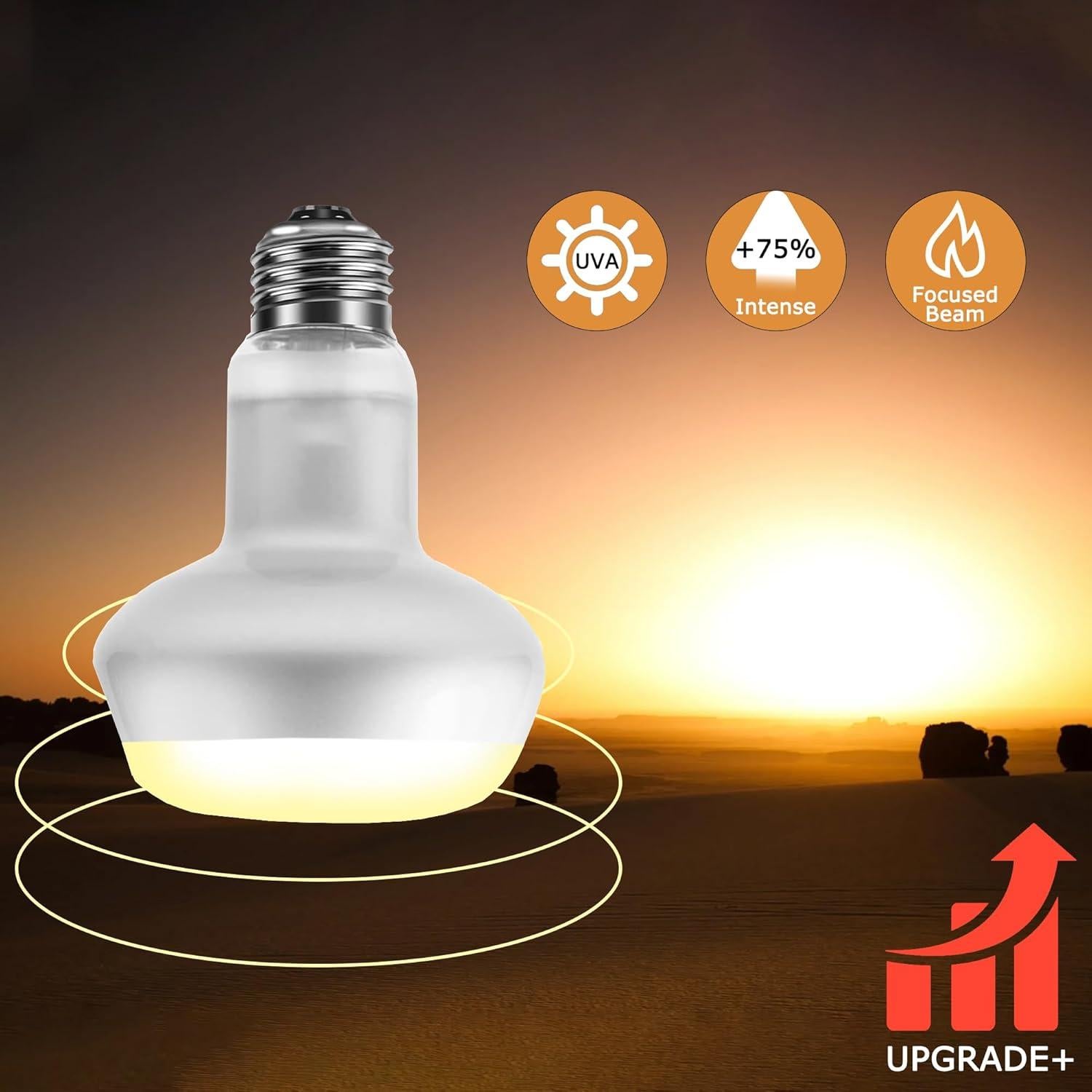 Lámpara de Calor UVA 60W HARTOMPET para Reptiles - Paquete de 2