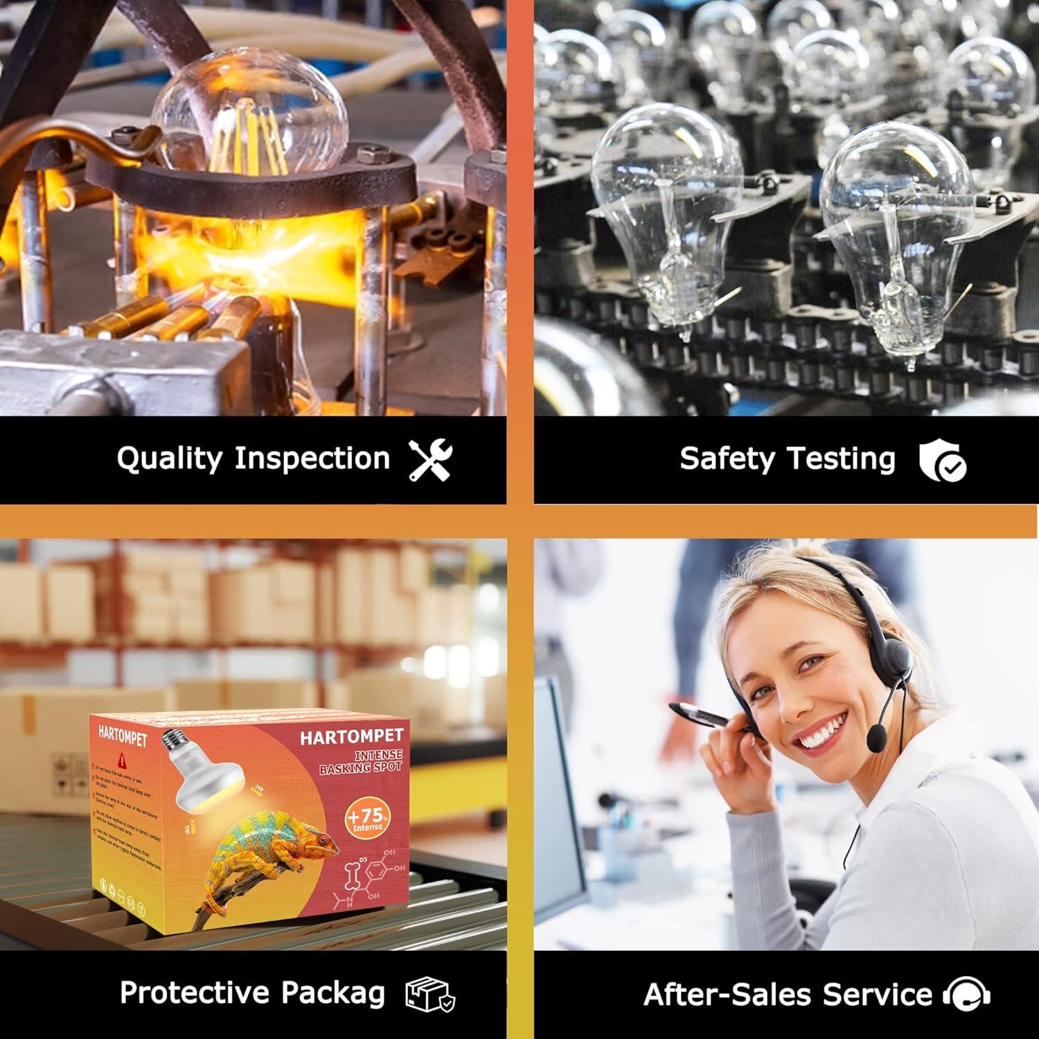 Lámpara de Calor UVA 60W HARTOMPET para Reptiles - Paquete de 2