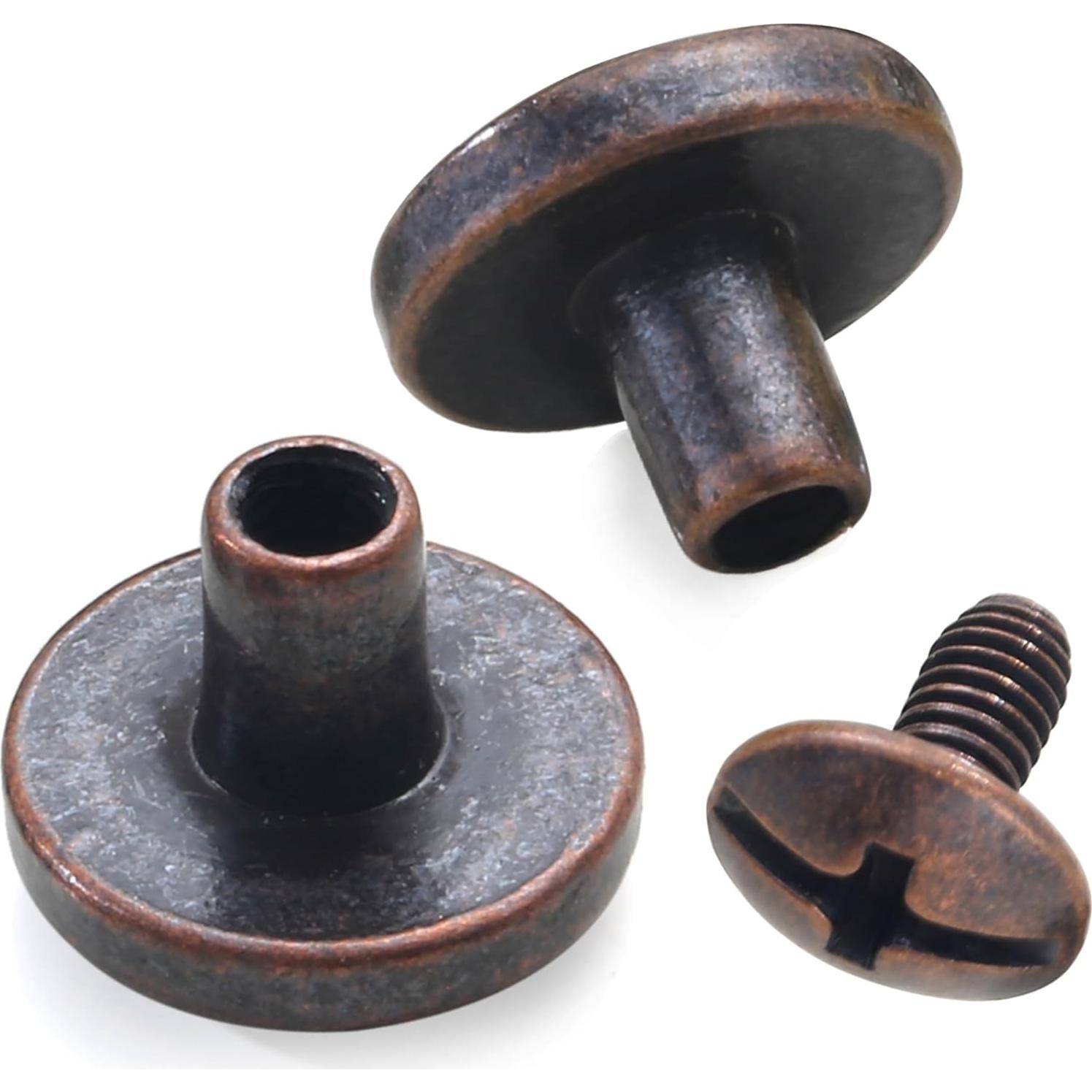 30 Sets Remaches Chicago YORANYO Cobre Antiguo para Cuero