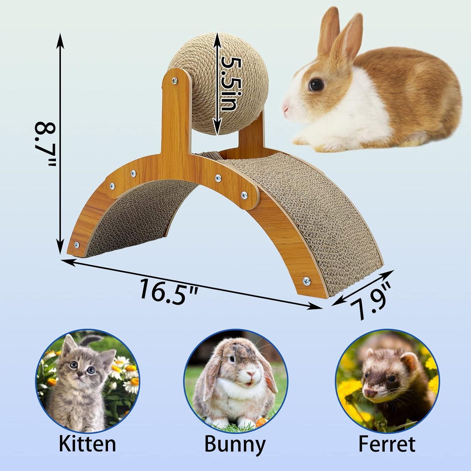 Rascador 2-en-1 para Conejos Fhiny con Bola de Sisal Natural