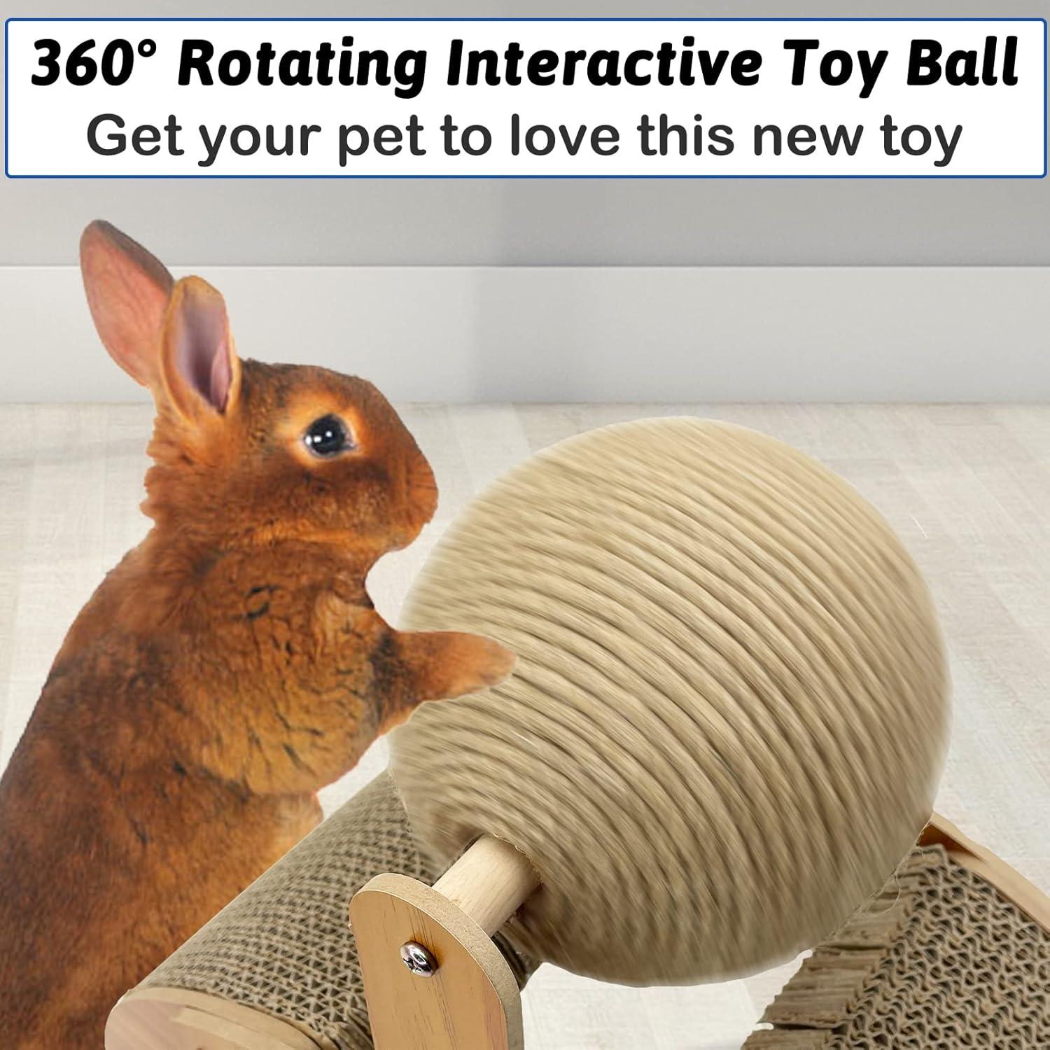 Rascador 2-en-1 para Conejos Fhiny con Bola de Sisal Natural