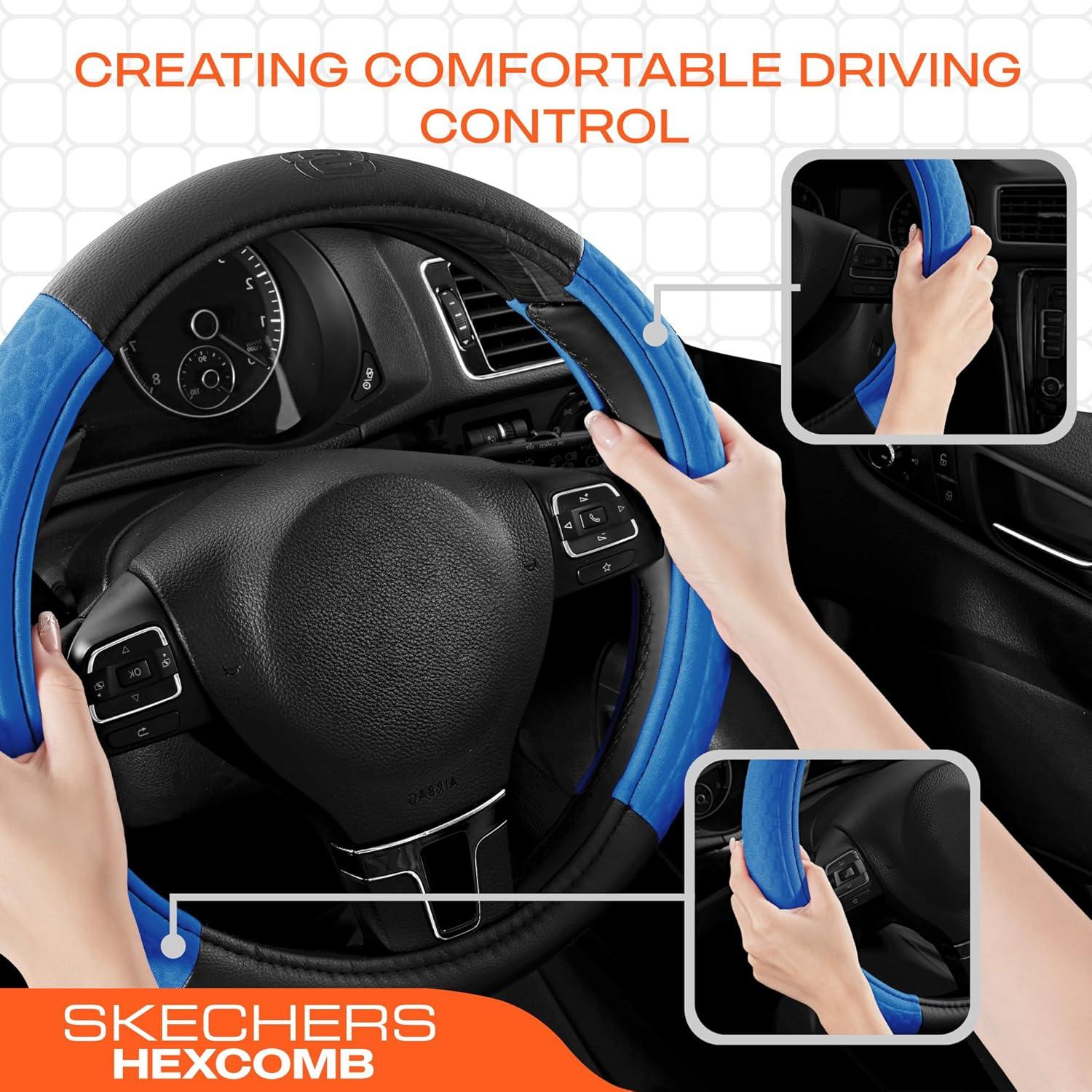 Cubierta de Volante Skechers Azul Cuero TPE 37-38 cm Ajuste Universal