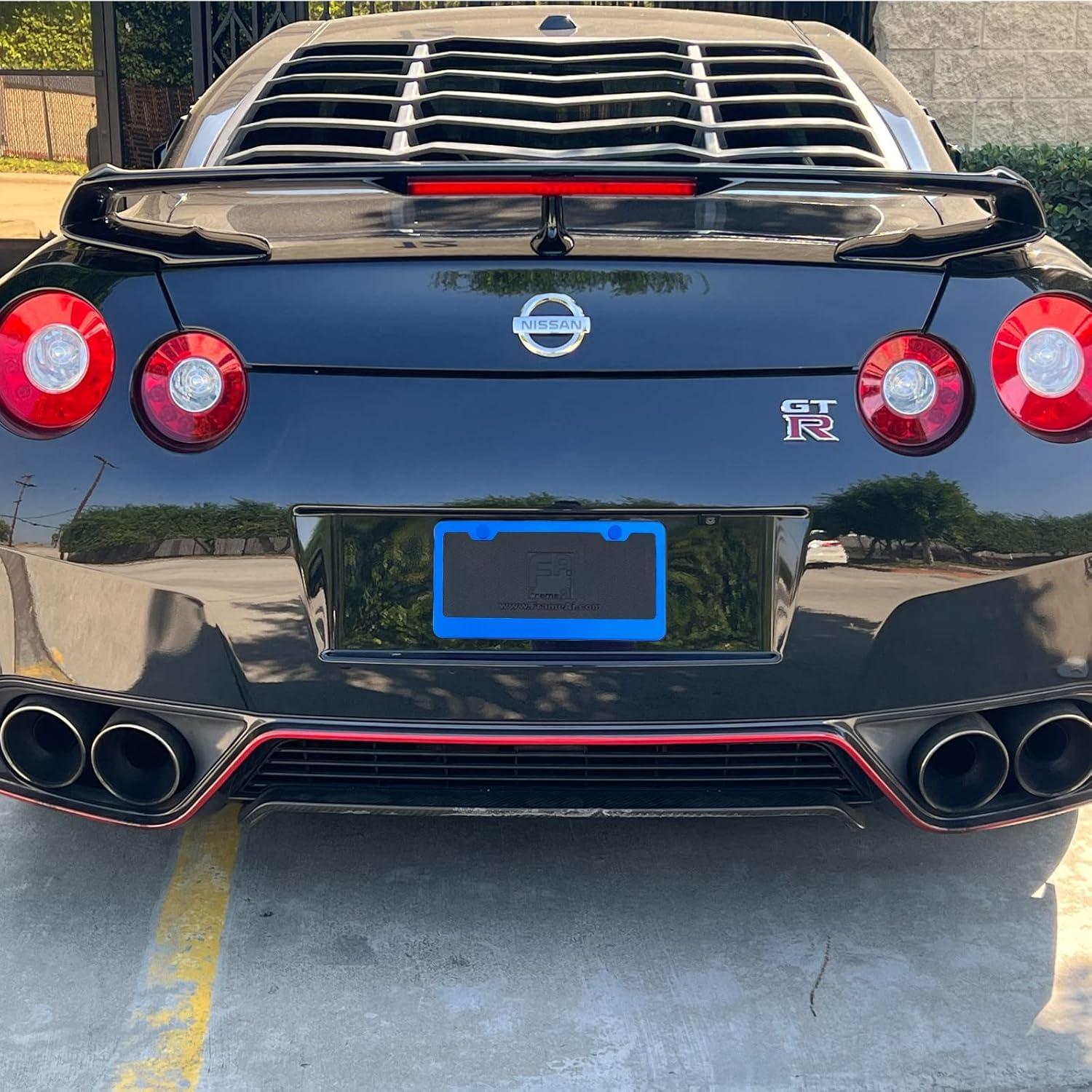 Marco de Placa de Licencia NAROWAN Cromo Azul Espejo Universal