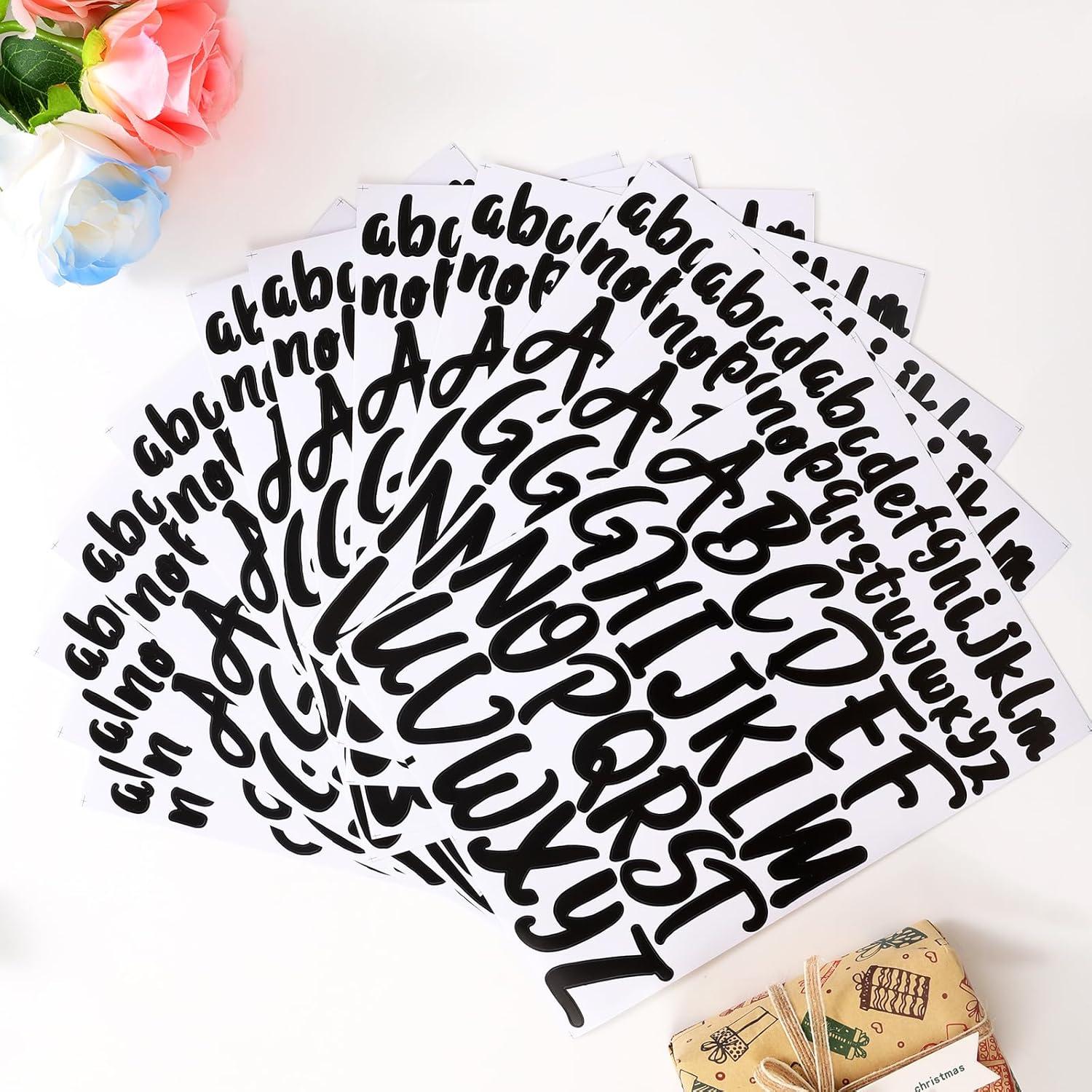 Calcomanías de Letras Negras Ishua - 12 Hojas Impermeables