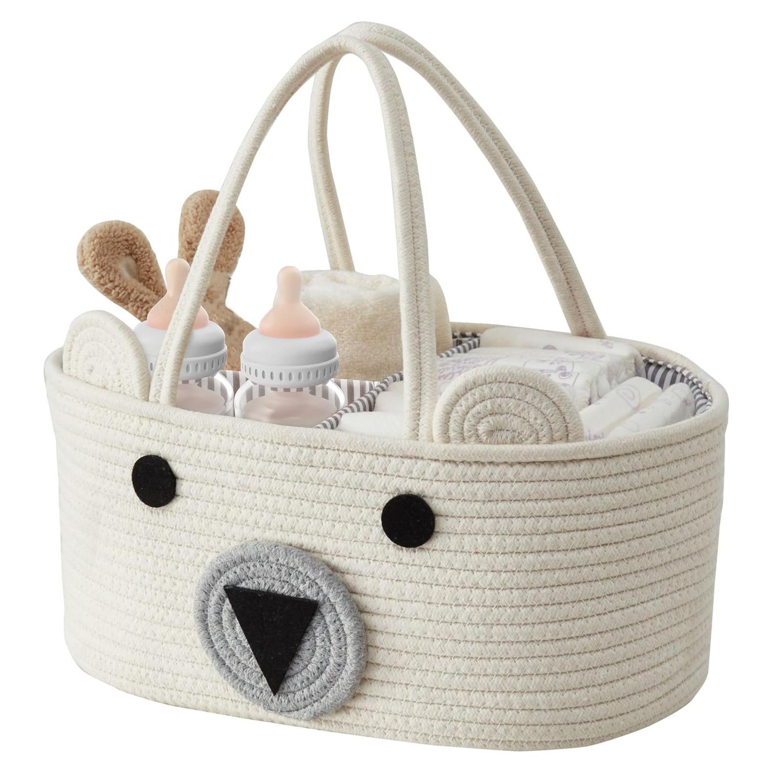 Cesta de Pañales Grande DECOMOMO Oso 38x25x17cm Ecológica