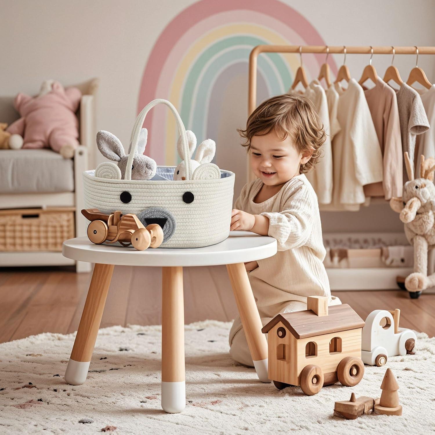 Cesta de Pañales Grande DECOMOMO Oso 38x25x17cm Ecológica