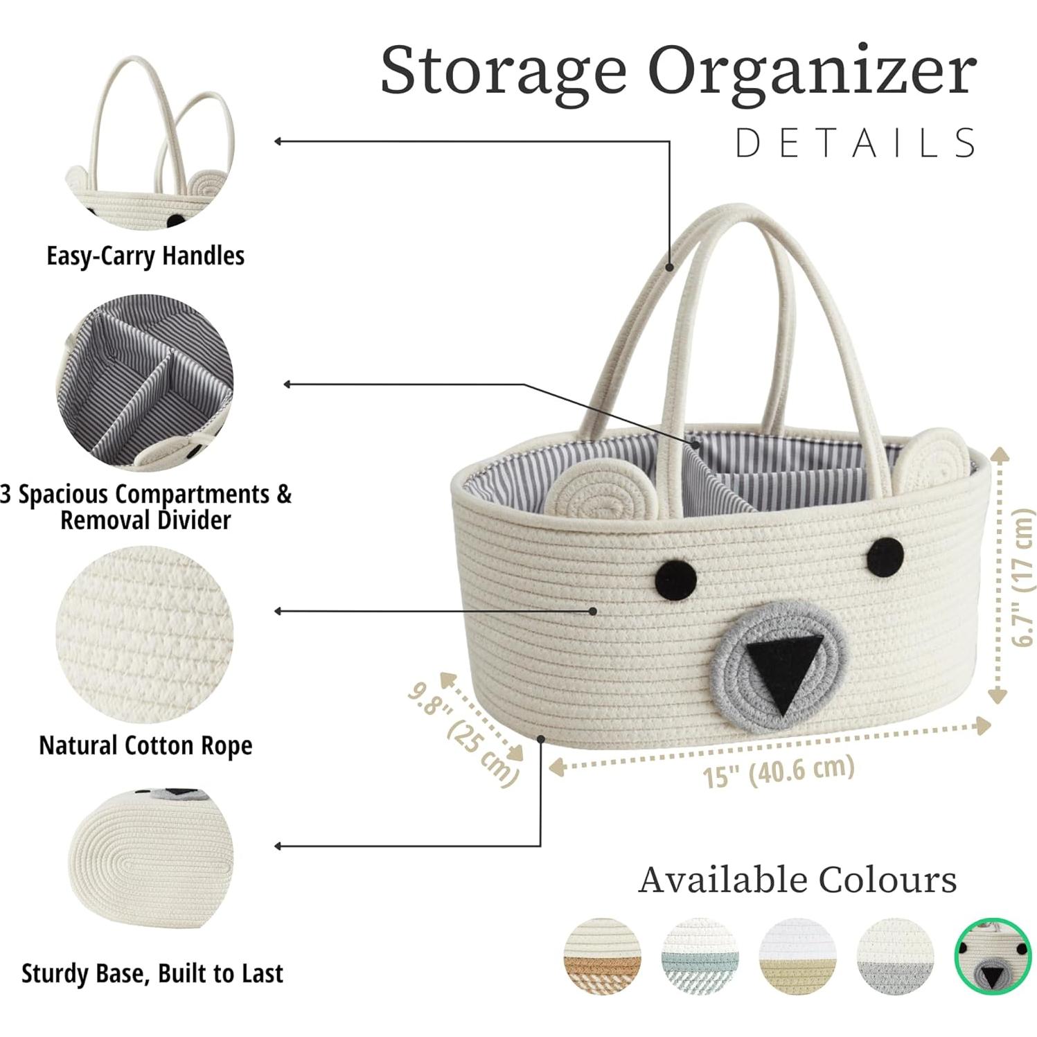 Cesta de Pañales Grande DECOMOMO Oso 38x25x17cm Ecológica