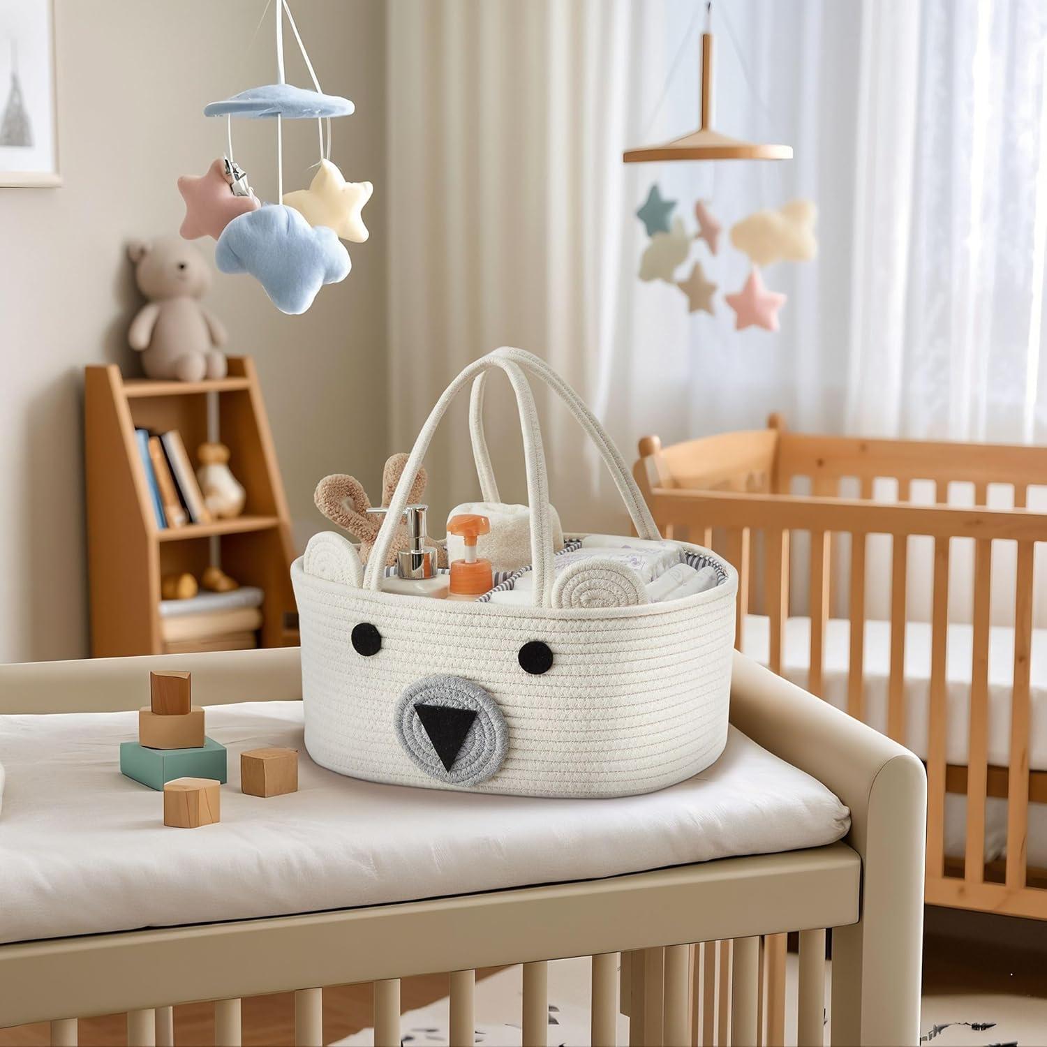 Cesta de Pañales Grande DECOMOMO Oso 38x25x17cm Ecológica