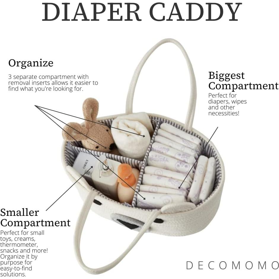 Cesta de Pañales Grande DECOMOMO Oso 38x25x17cm Ecológica