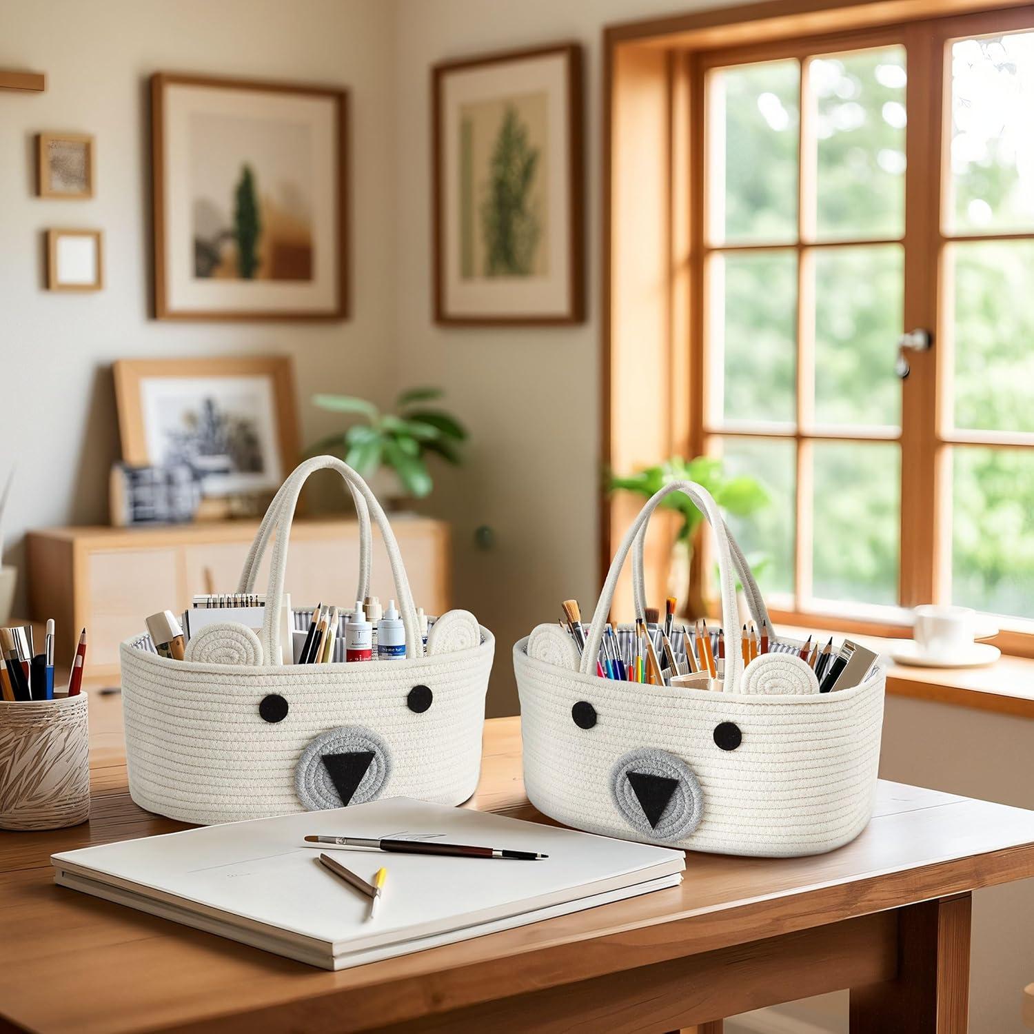 Cesta de Pañales Grande DECOMOMO Oso 38x25x17cm Ecológica