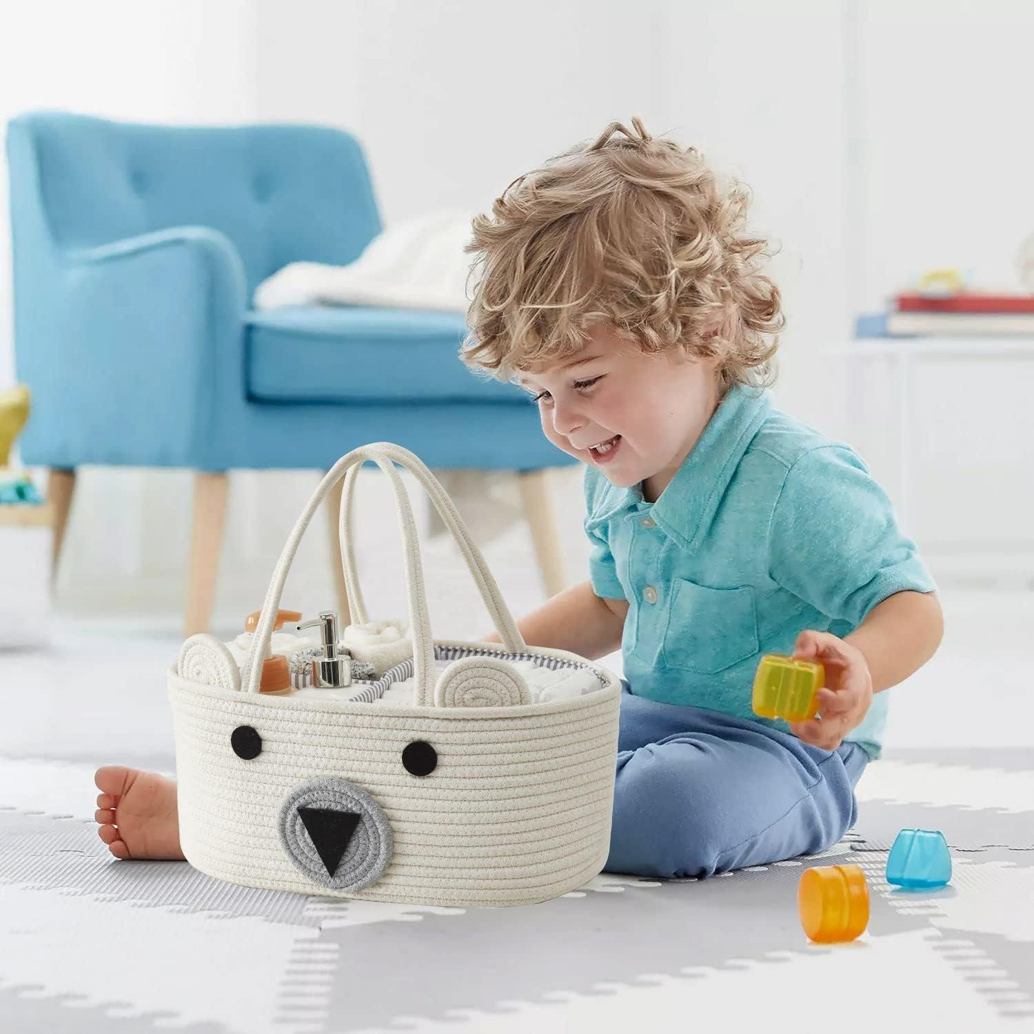 Cesta de Pañales Grande DECOMOMO Oso 38x25x17cm Ecológica