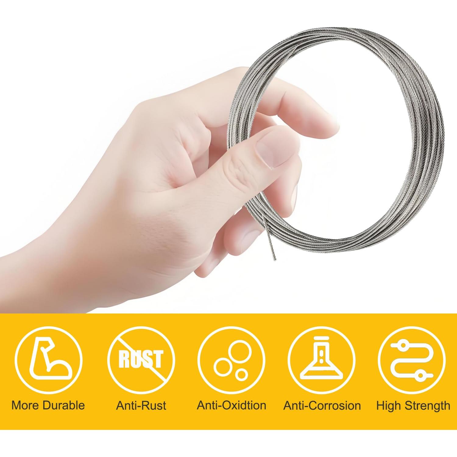 Kit de Cable de Acero Inoxidable 30M 1.5mm 50 Manguitos Yawuztu