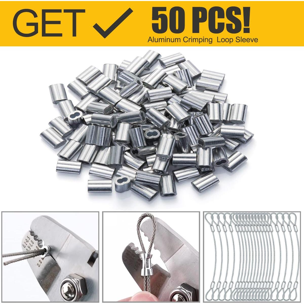 Kit de Cable de Acero Inoxidable 30M 1.5mm 50 Manguitos Yawuztu