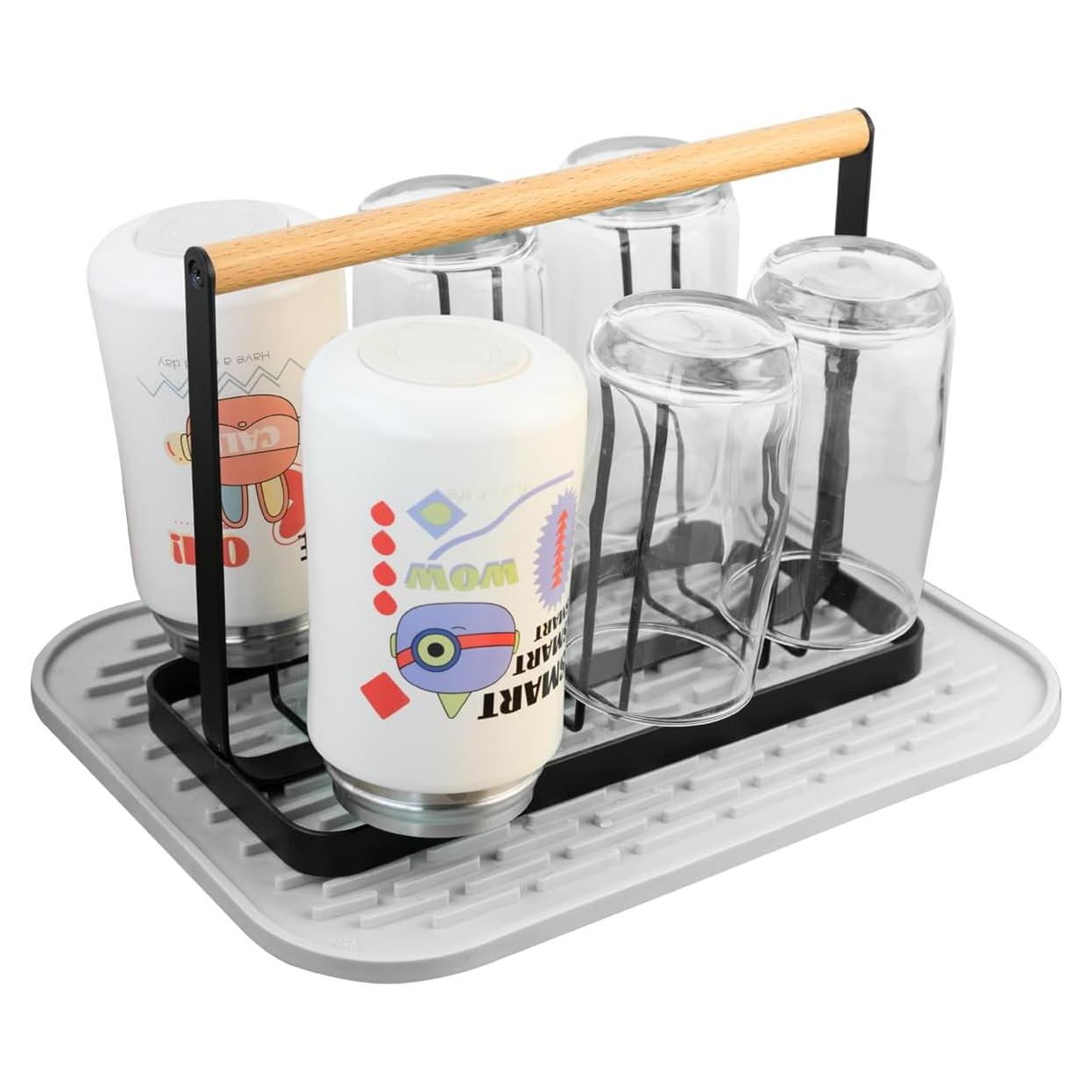 Soporte para Secar Tazas Mukkuri de Metal Negro 6 Tazas