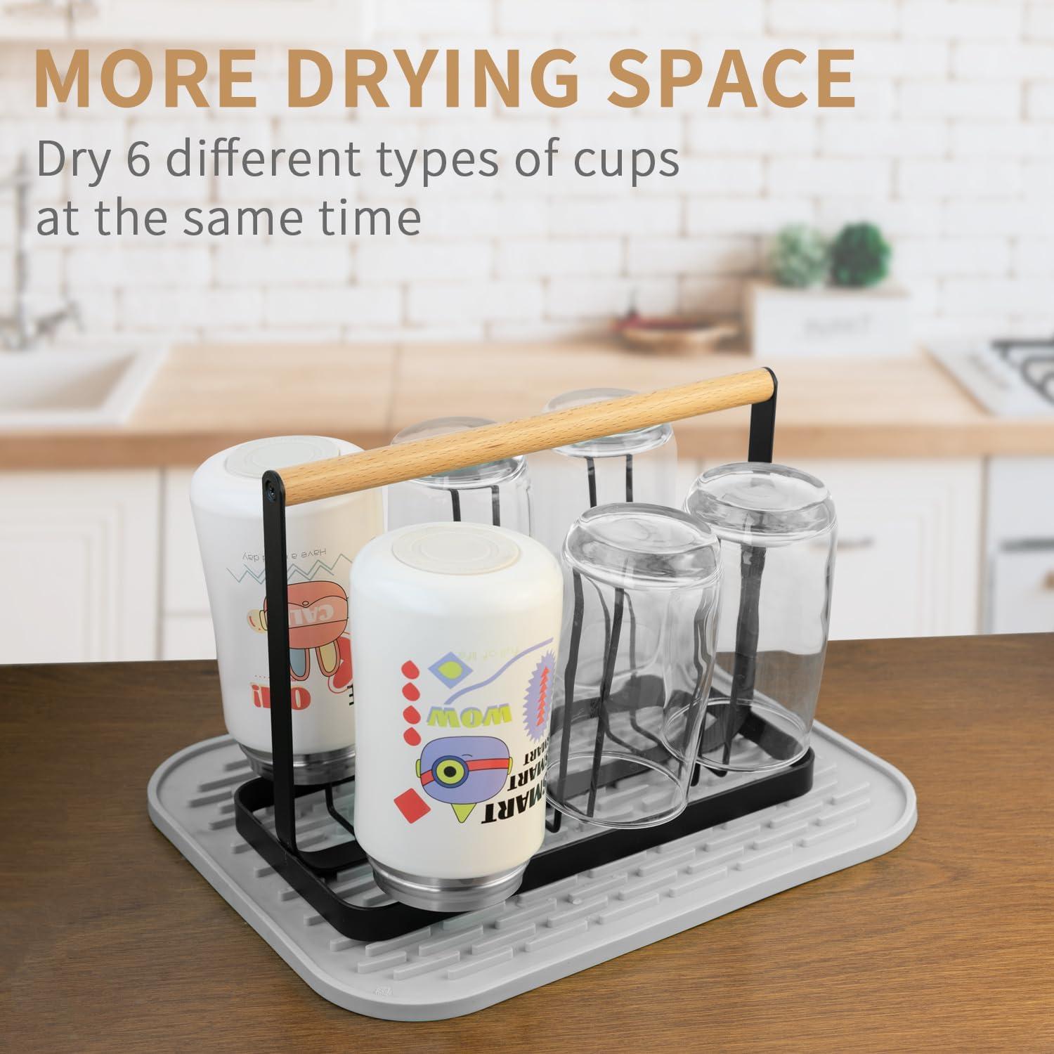 Soporte para Secar Tazas Mukkuri de Metal Negro 6 Tazas