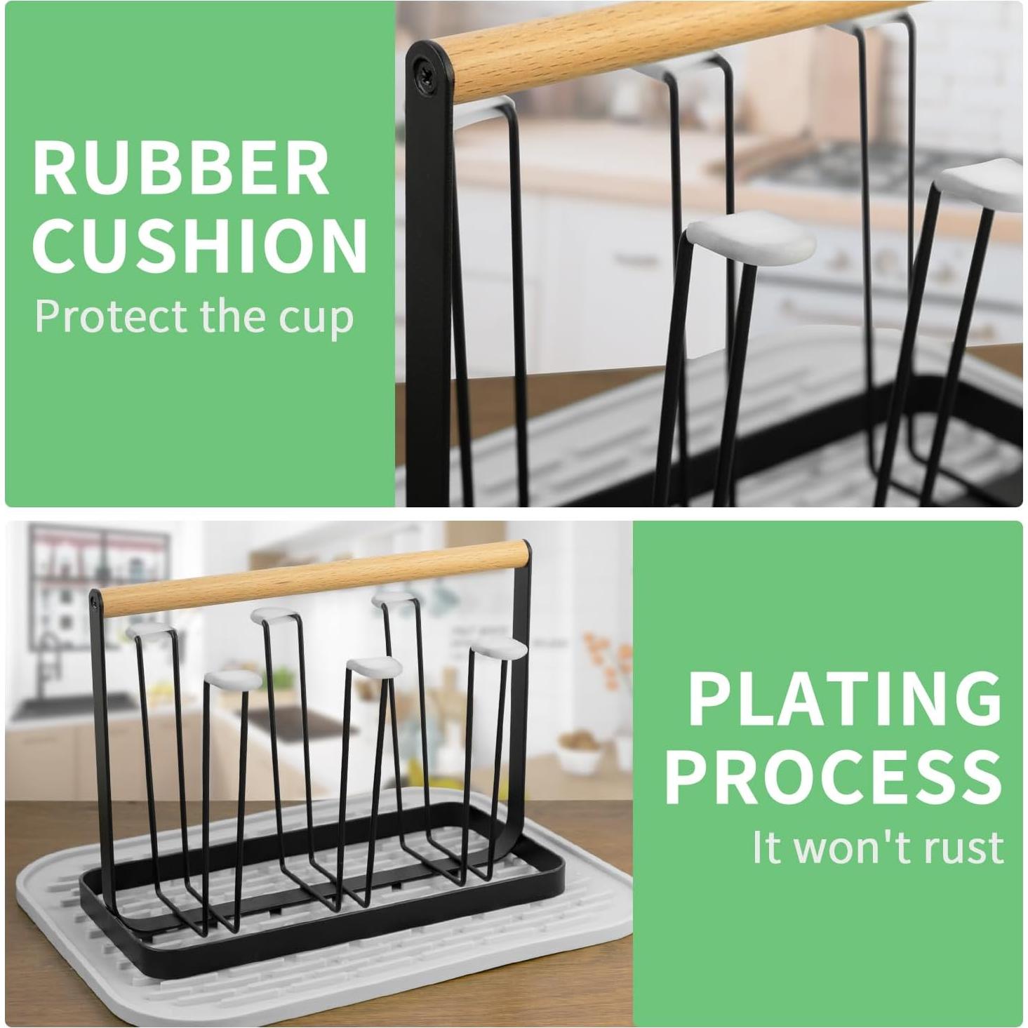 Soporte para Secar Tazas Mukkuri de Metal Negro 6 Tazas