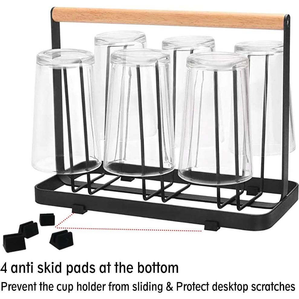 Soporte para Secar Tazas Mukkuri de Metal Negro 6 Tazas