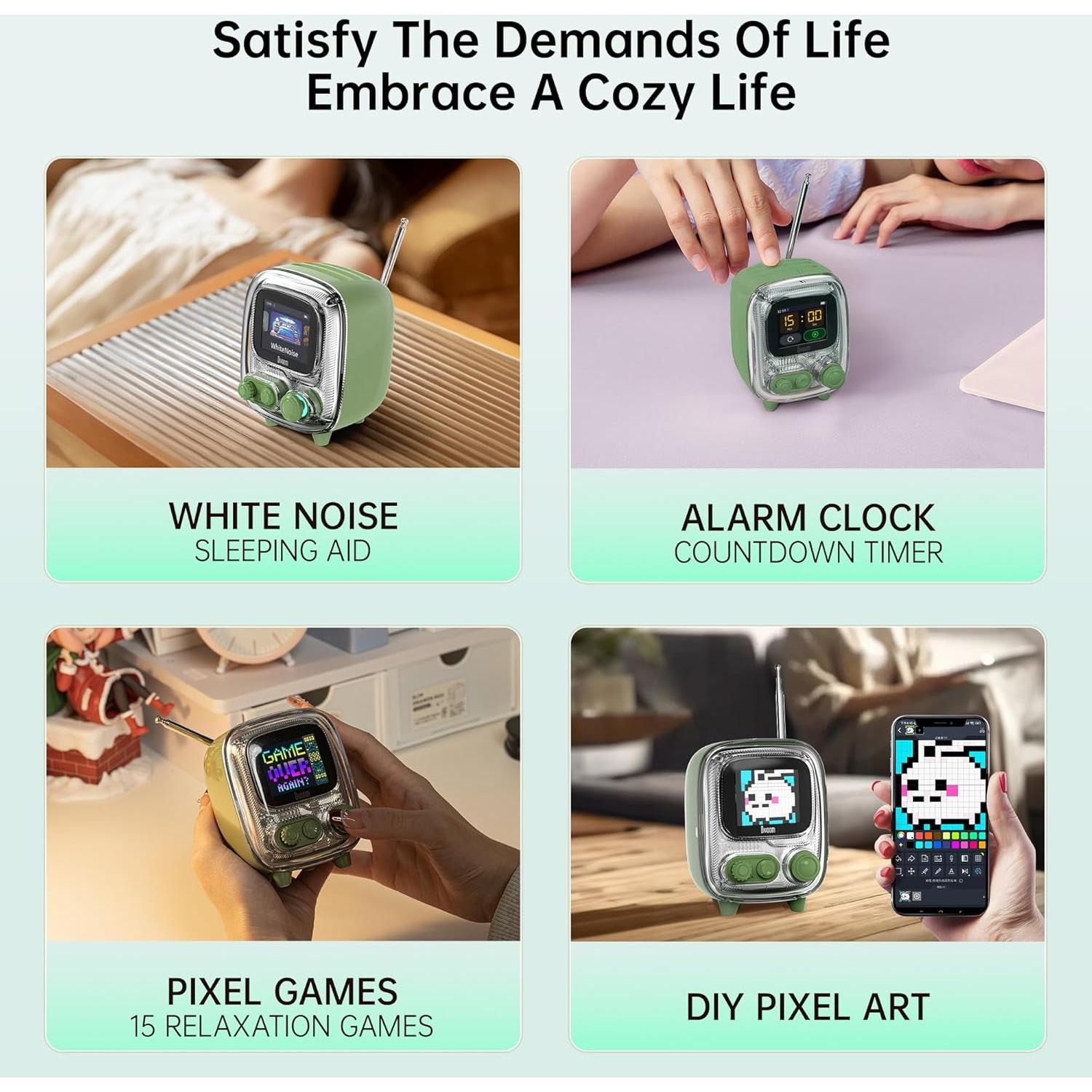 Divoom Tiivoo-2 Altavoz Bluetooth Retro Verde con Radio FM