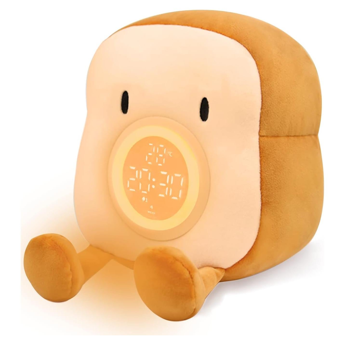 Reloj Despertador QANYI Tostada de Peluche con Luz Nocturna