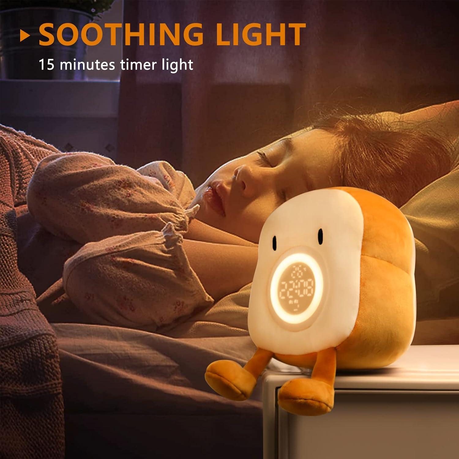 Reloj Despertador QANYI Tostada de Peluche con Luz Nocturna
