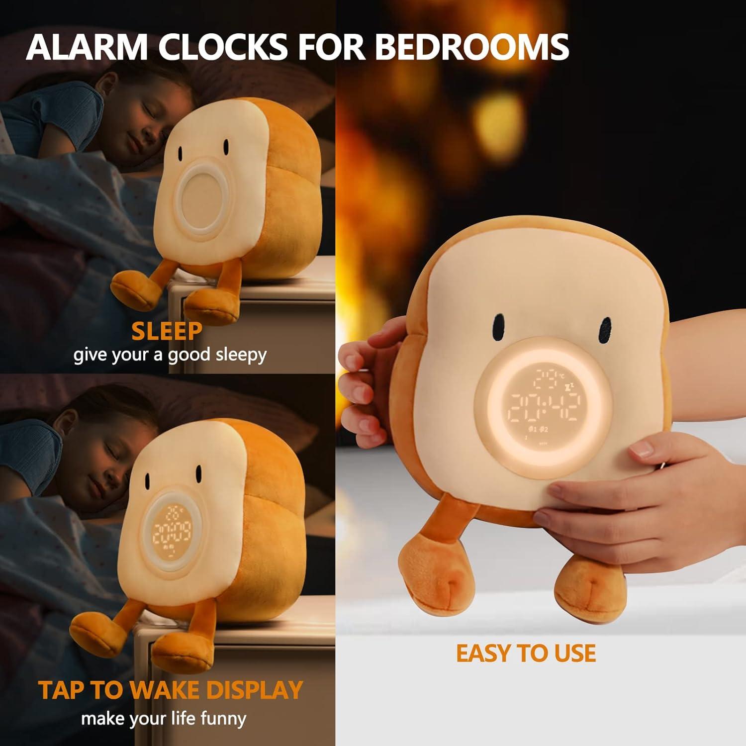 Reloj Despertador QANYI Tostada de Peluche con Luz Nocturna