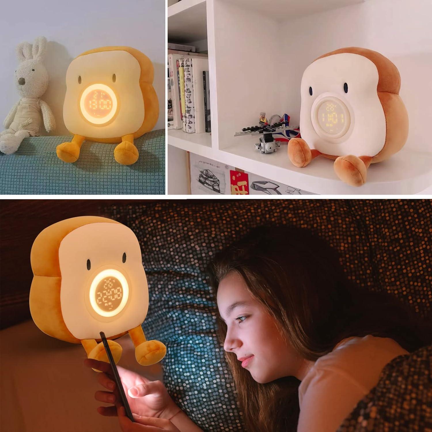 Reloj Despertador QANYI Tostada de Peluche con Luz Nocturna