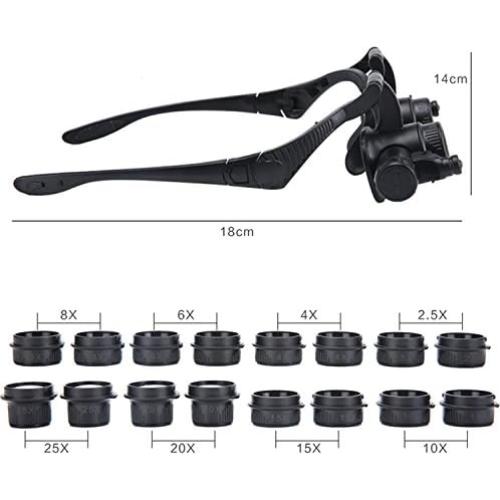 Juego de Lupa de Reparación de Relojes Beileshi con LED y 8 Lentes