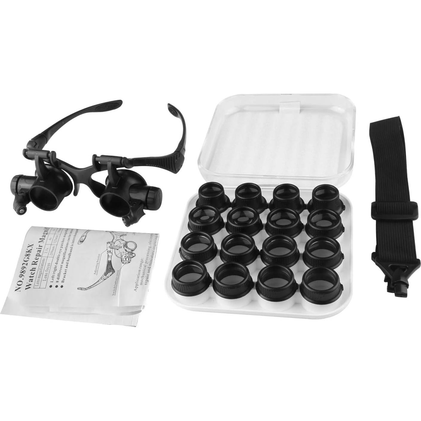 Juego de Lupa de Reparación de Relojes Beileshi con LED y 8 Lentes