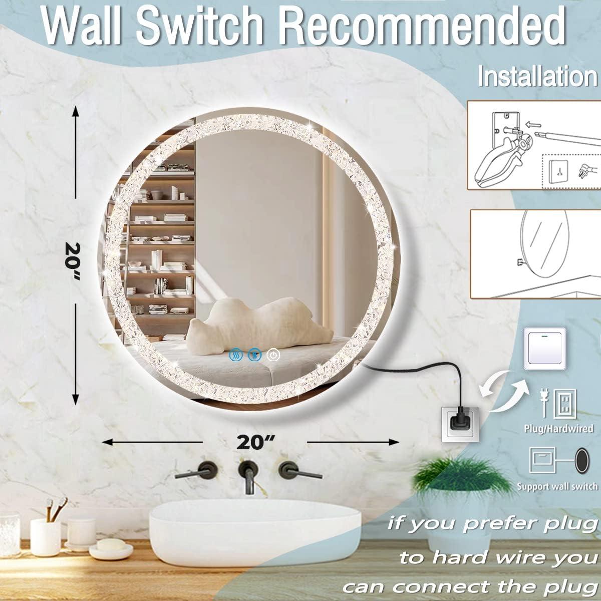 Espejo Redondo LED DIDIDADA 50.8 cm Brillo Ajustable 3 Colores