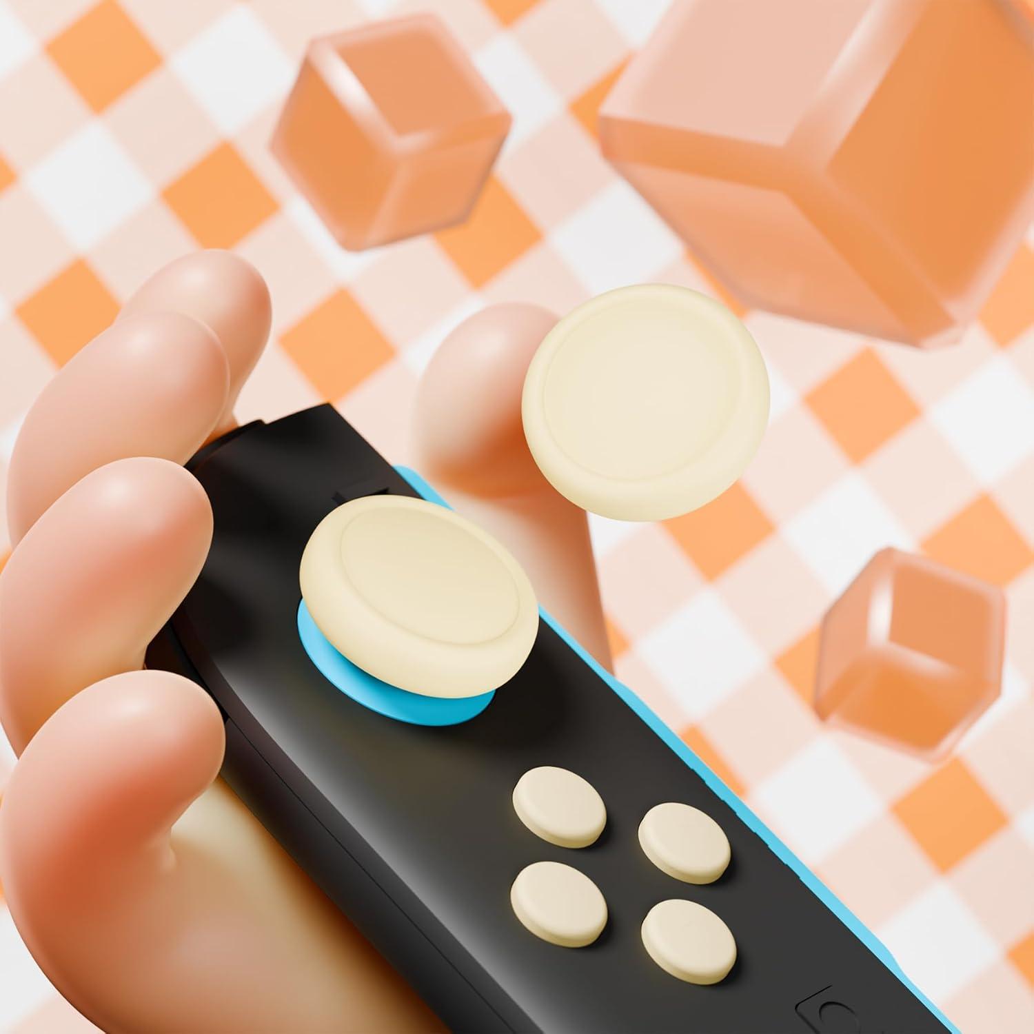 Juego de Tapas de Joystick y Botones PlayVital para Joycon Nintendo Switch 2 - Amarillo Antiguo