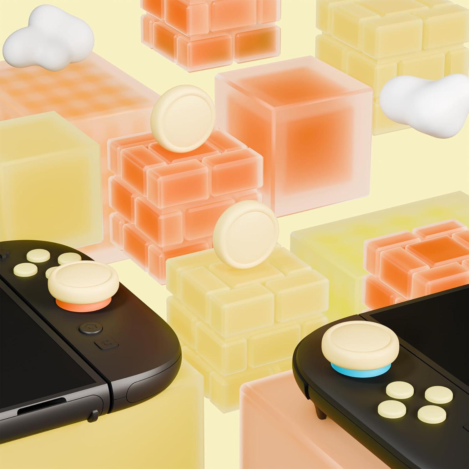 Juego de Tapas de Joystick y Botones PlayVital para Joycon Nintendo Switch 2 - Amarillo Antiguo